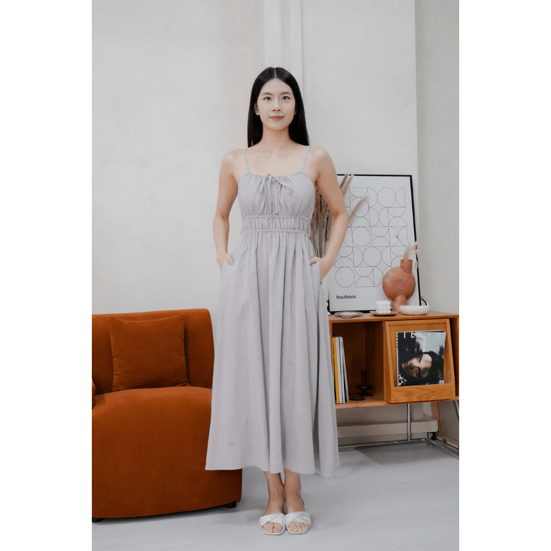 Tanya Linen Blend Double Elastic Waistband Midaxi Dress.png